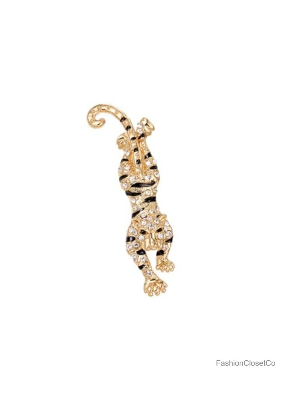 Rhinestone Tiger Brooch Pin Crystal Animal Lapel Pin Charm Coat Suit Party